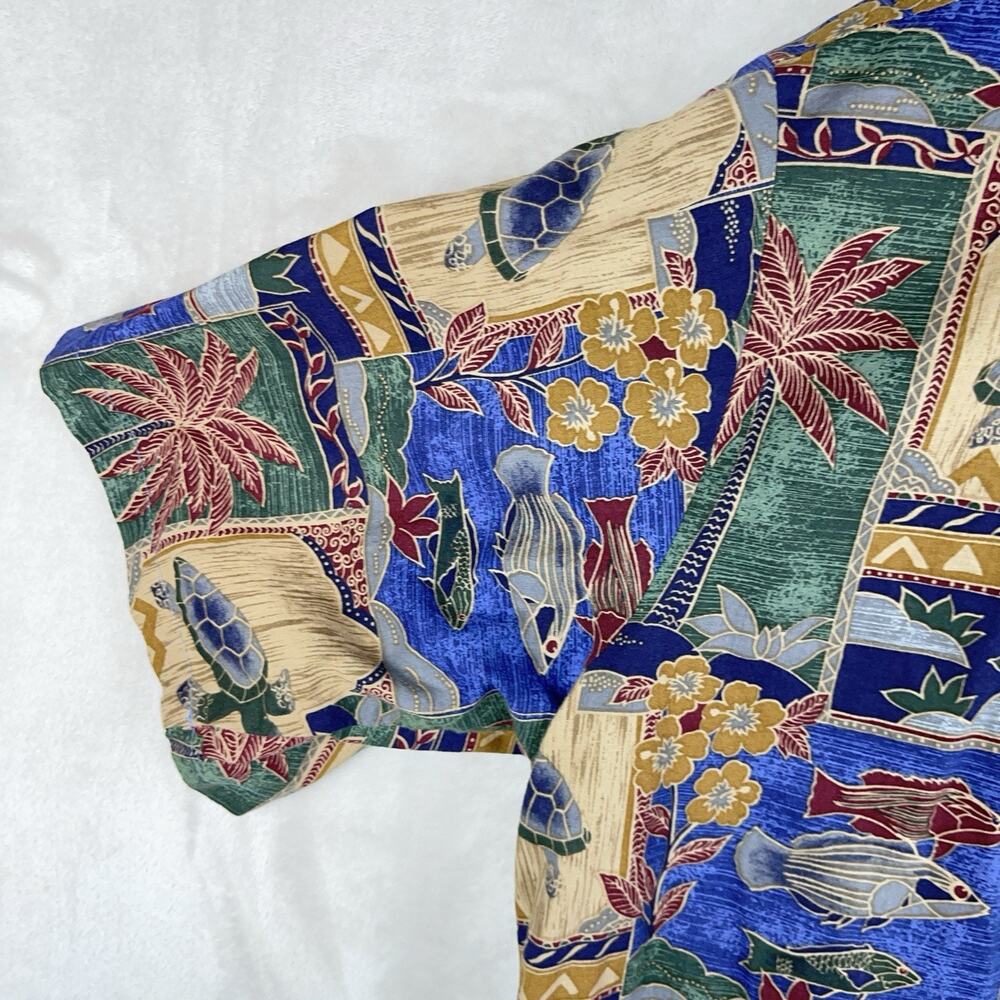 Tori Richard Hawaiian Shirt XL Cotton Lawn Sea Turtle Honu Print Made In USA - Picture 3 of 12